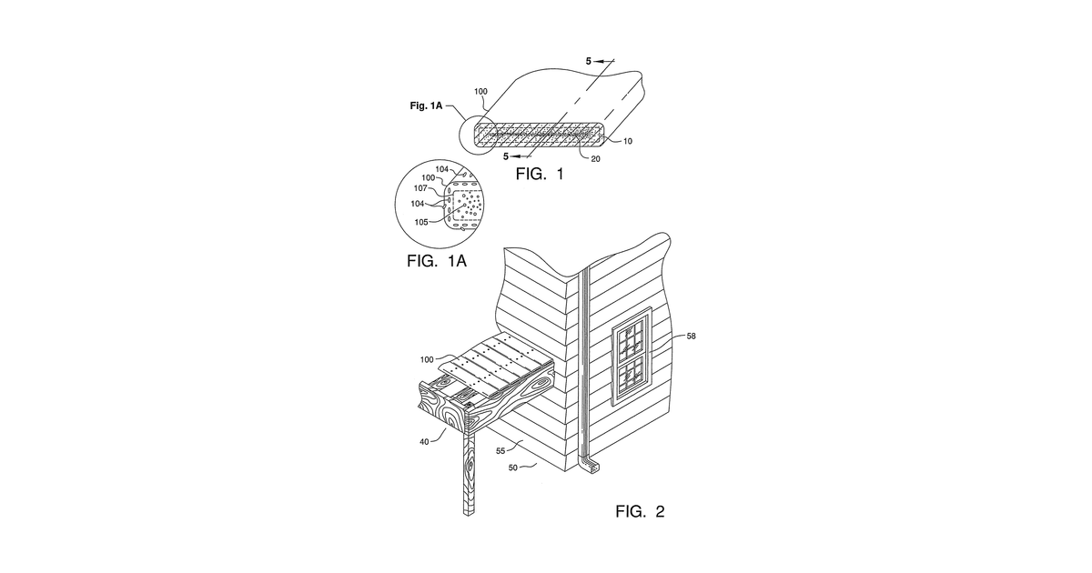 Patent drawing for Polymer-fiber composite building material with bulk and aesthetically functional fillers