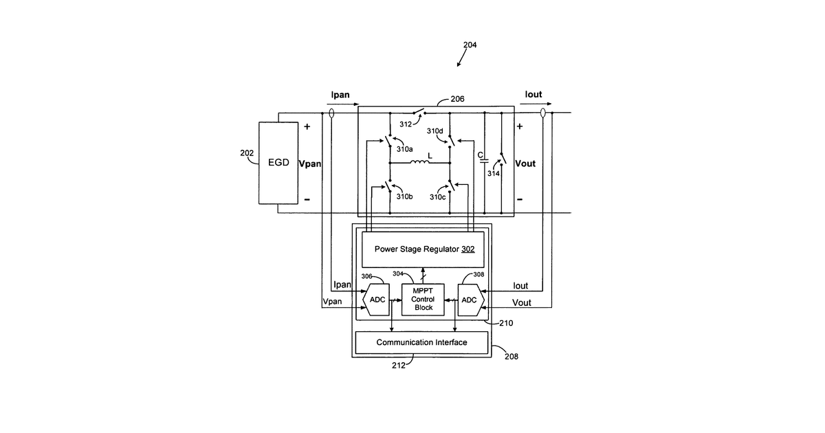 Patent drawing for Method and system for providing maximum power point tracking in an energy generating system
