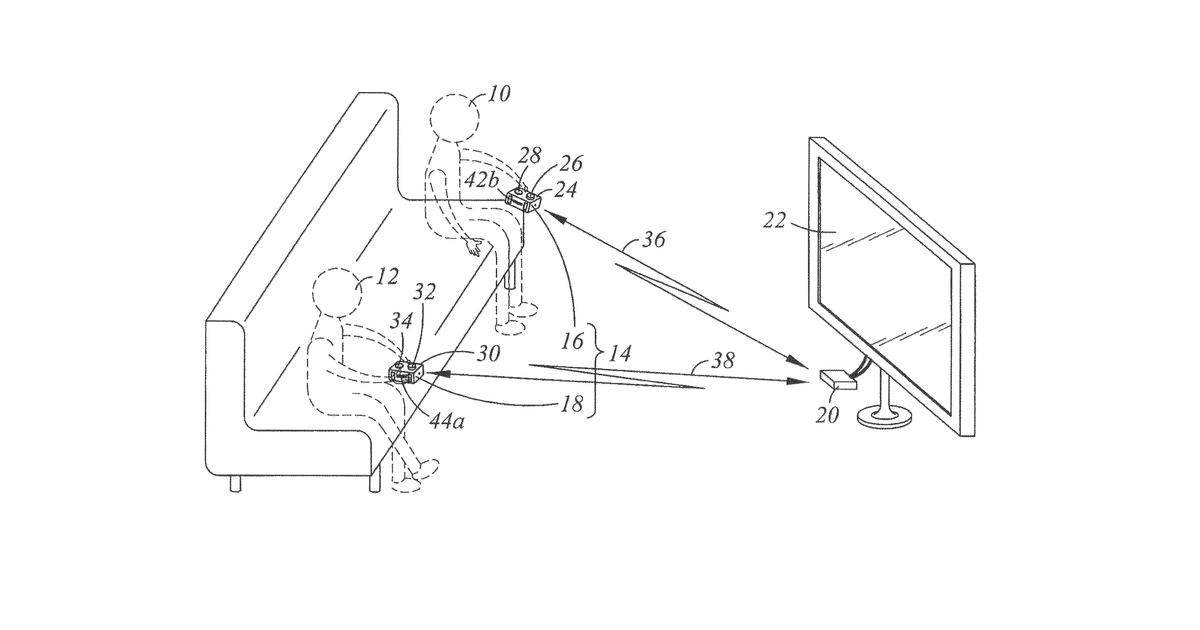 Patent drawing for Multi-player game controller system with combinable hand-held game controllers