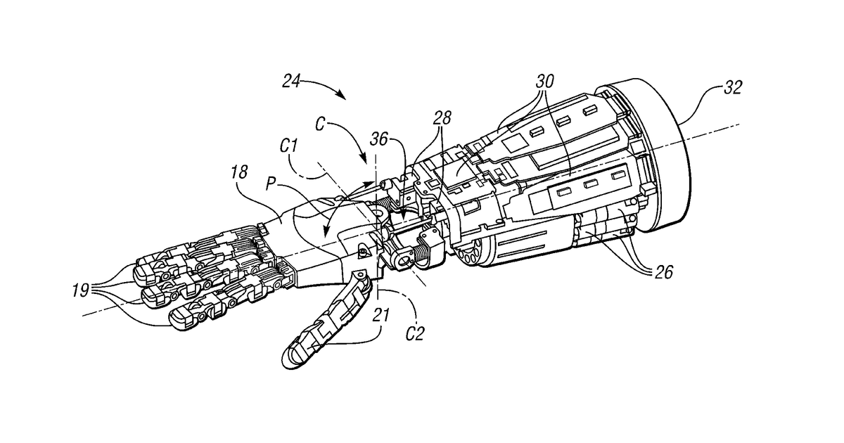 Patent drawing for Dexterous humanoid robotic wrist
