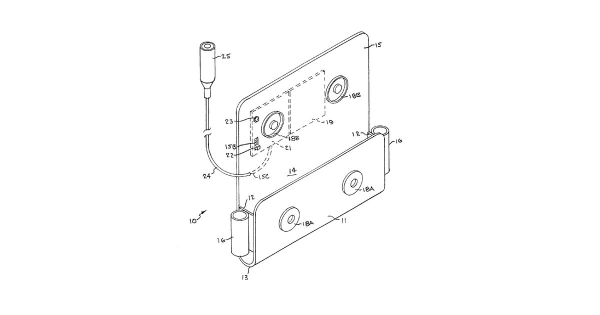 Patent drawing for Universal charging holster for charging and transporting portable electronic devices