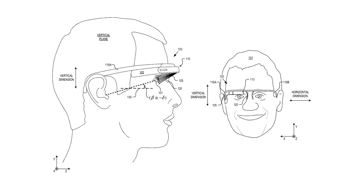 Patent drawing for Dual axis internal optical beam tilt for eyepiece of an HMD