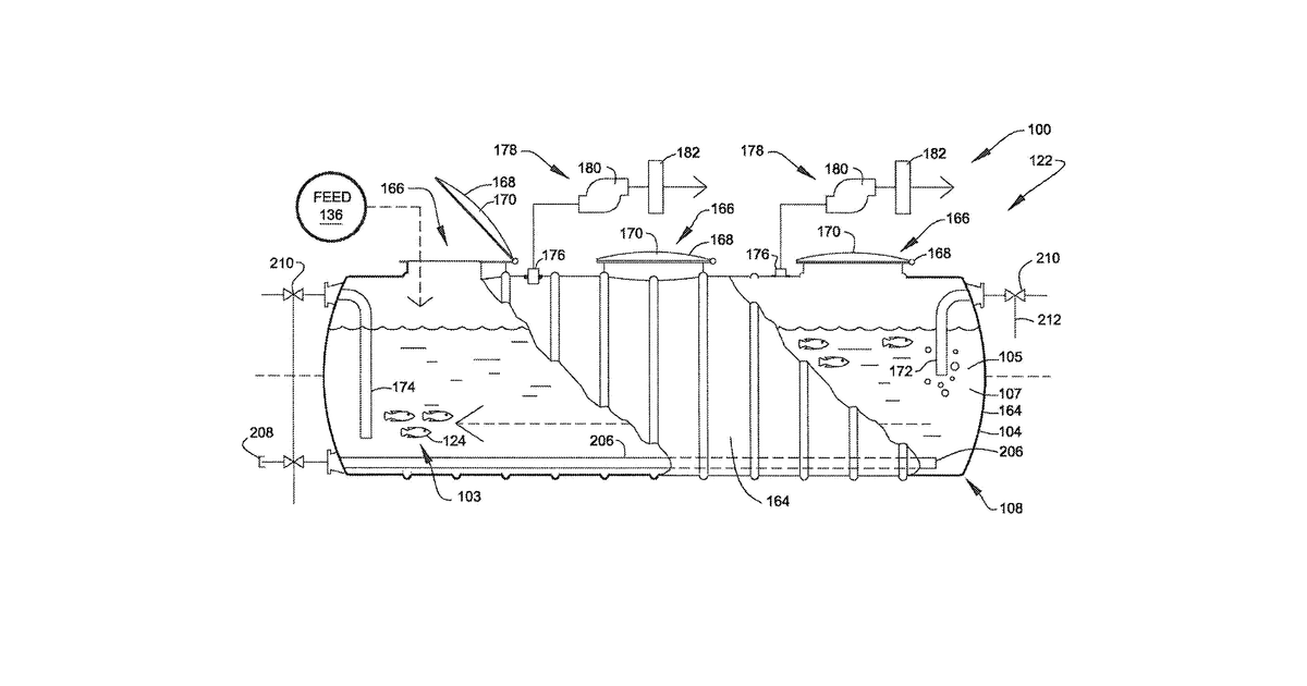 Patent drawing for Organic fishery system having cleaning and heating features