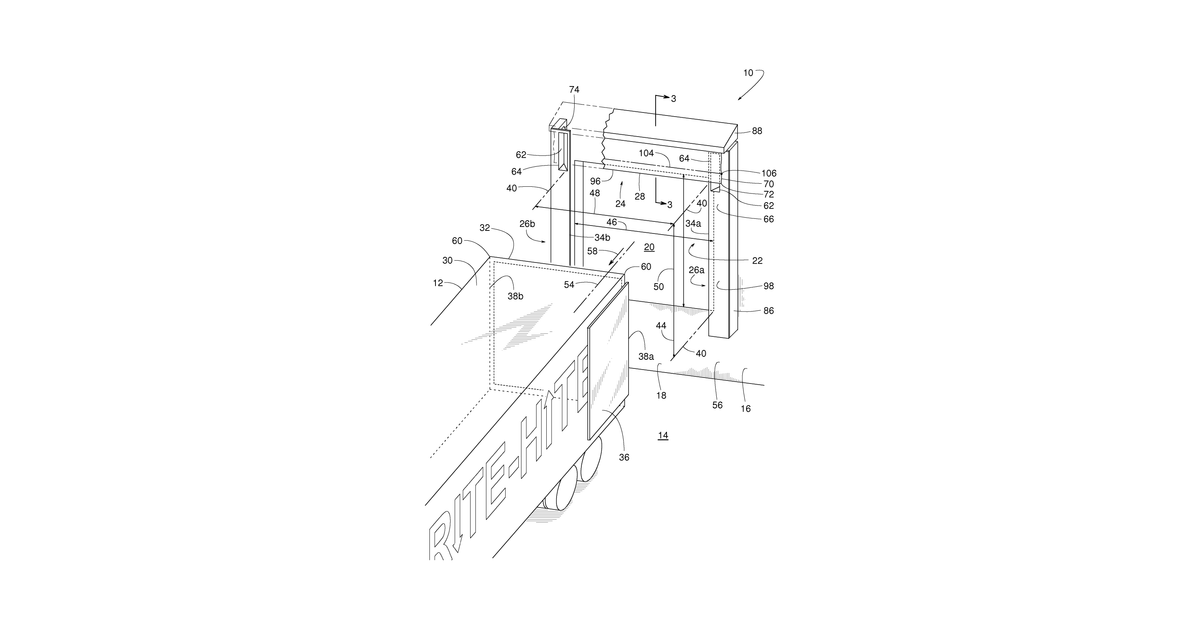 Patent drawing for Weather barrier apparatuses for sealing or sheltering vehicles at loading docks