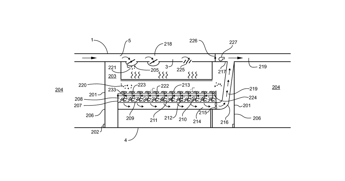 Patent drawing for Plant air purification enclosure apparatus and method