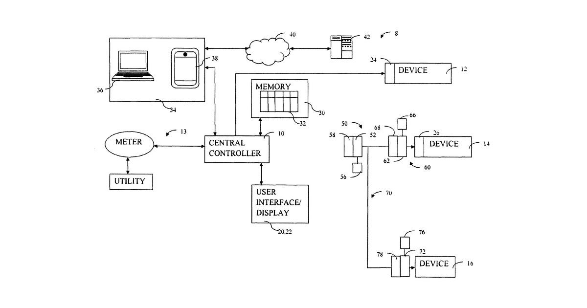Patent drawing for Energy manager—water leak detection