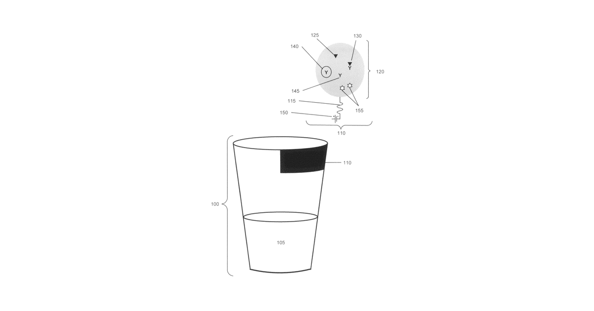Patent drawing for Beverage containers with detection capability
