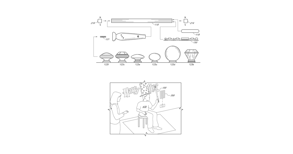 Patent drawing for Wireless interactive game having both physical and virtual elements