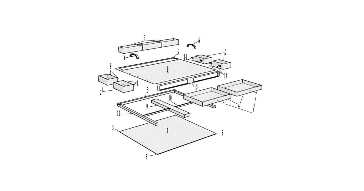 Patent drawing for Play platform with removable containers for building blocks and other child activities