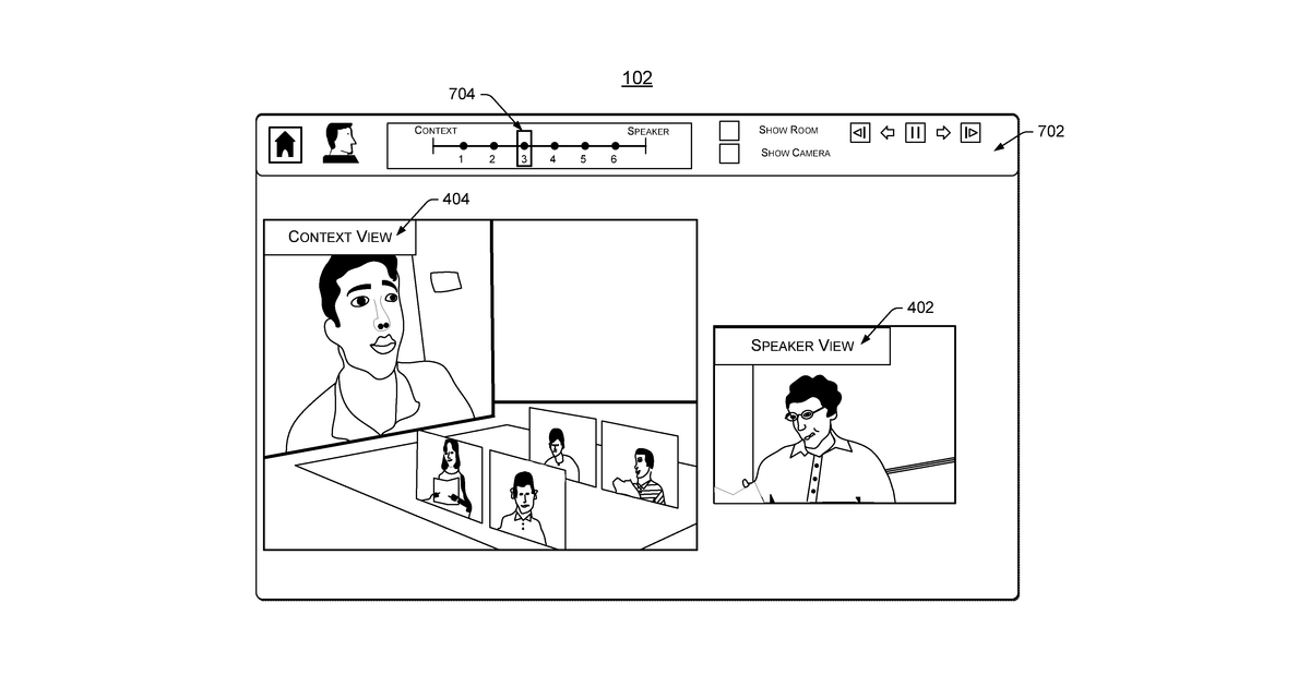 Patent drawing for Multi-device capture and spatial browsing of conferences