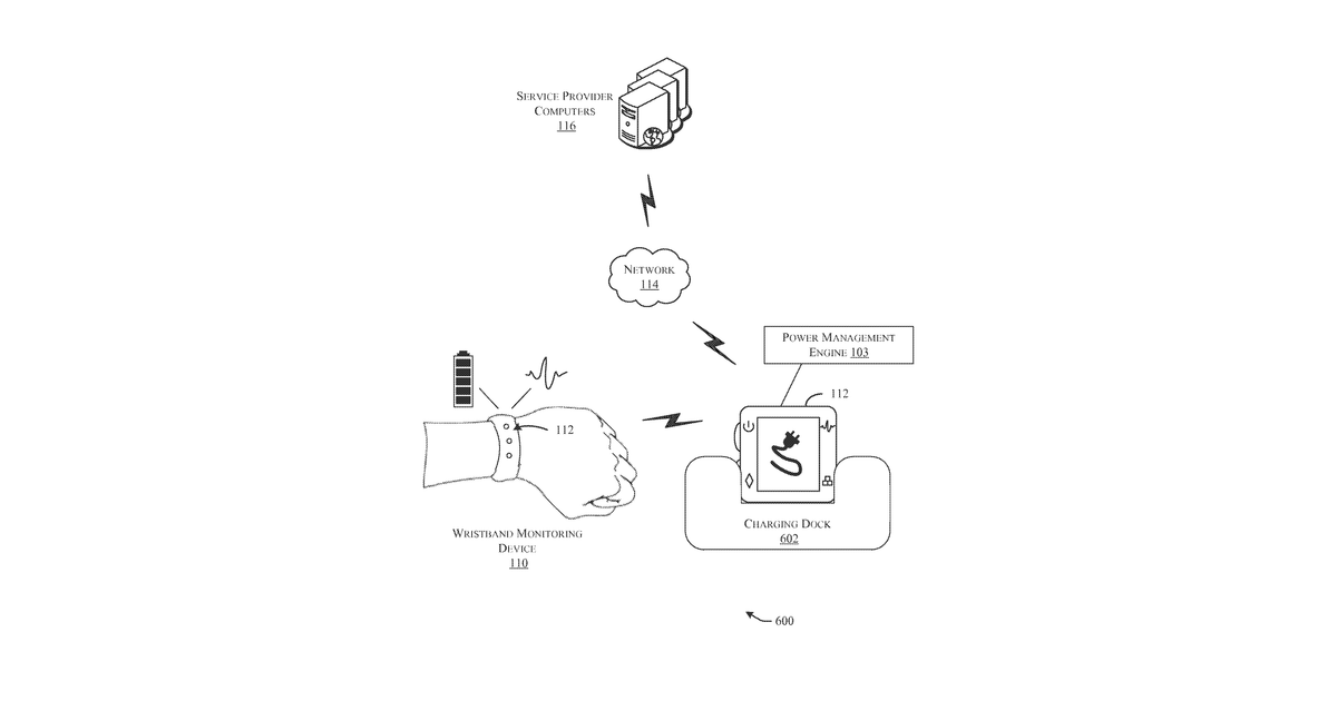 Patent drawing for Techniques for power source management using a wrist-worn device