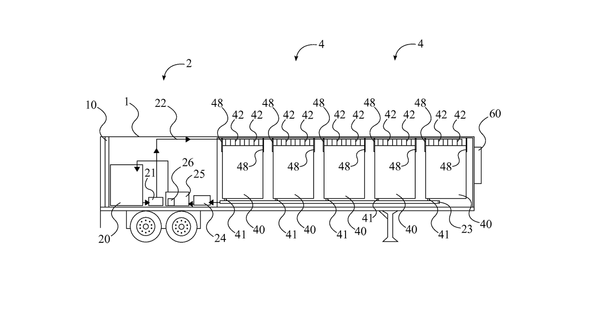 Patent drawing for Aeroponic commercial plant cultivation system utilizing a grow enclosure