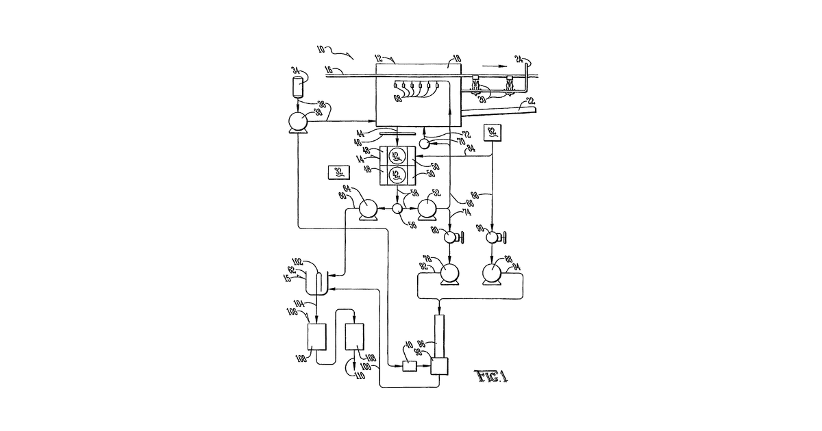Patent drawing for Application system with recycle and related use of antimicrobial quaternary ammonium compound