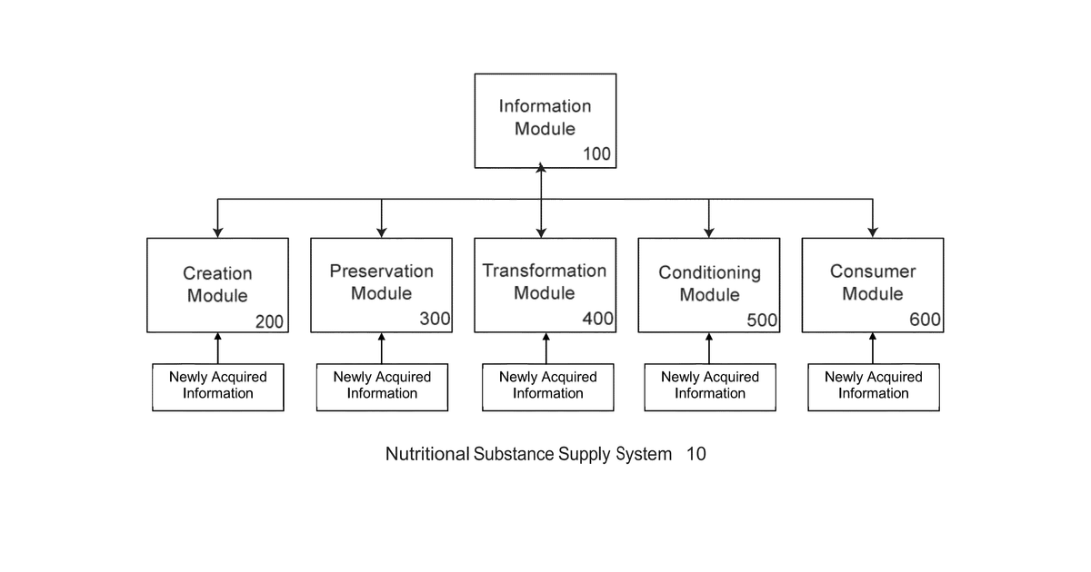 Patent drawing for Transformation and dynamic identification system for nutritional substances