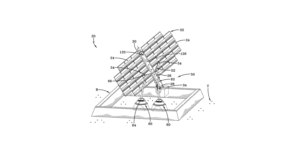 Patent drawing for Hurricane proof solar tracker