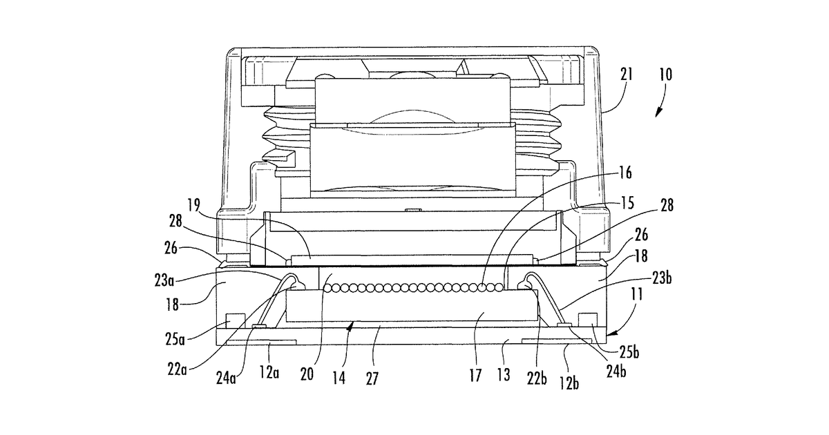 Patent drawing for Image sensor device with sensing surface cavity and related methods
