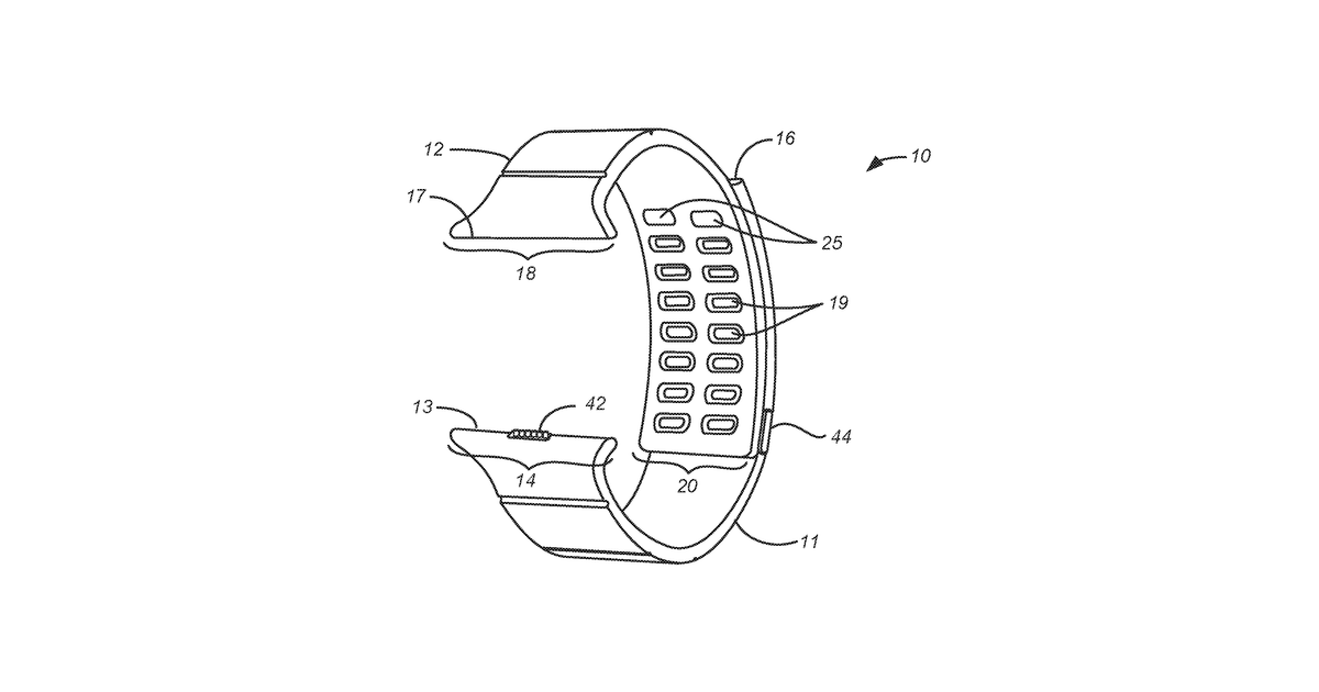 Patent drawing for Flexible unitary charging band system