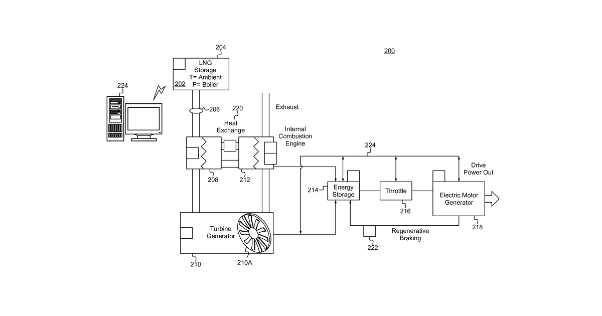 Patent drawing for Engine generating energy through physical and chemical energy conversions of a compressed gaseous fuel