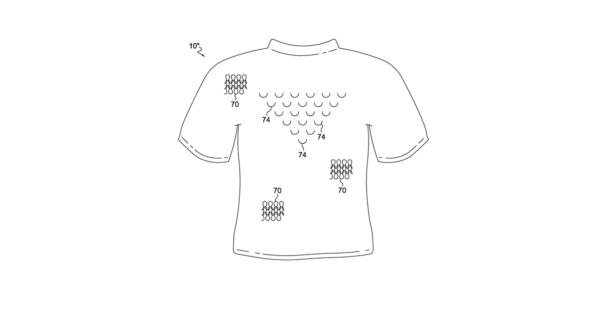 Patent drawing for Article of apparel with variable air permeability