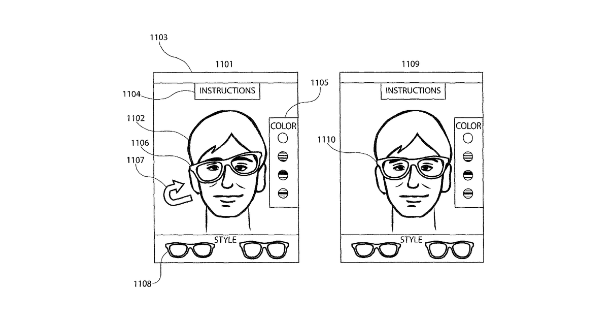 Patent drawing for Method and system to create custom, user-specific eyewear