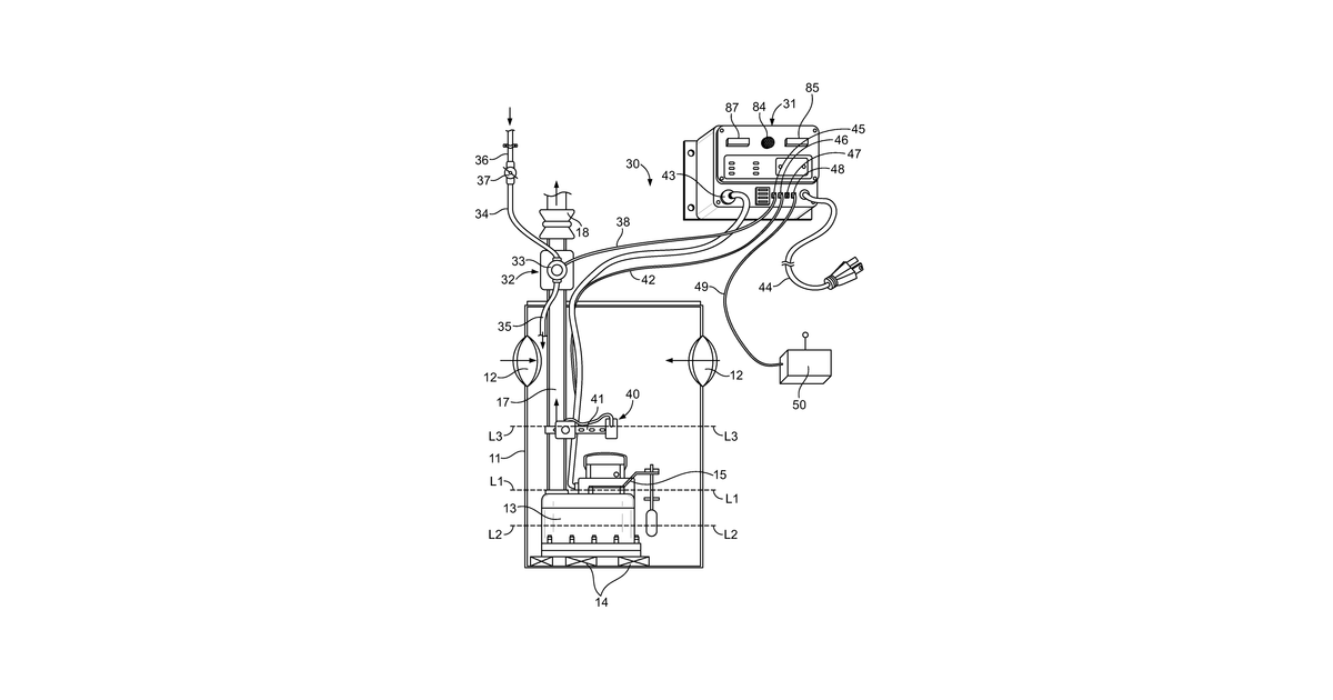 Patent drawing for Test and monitoring system for a pump installation