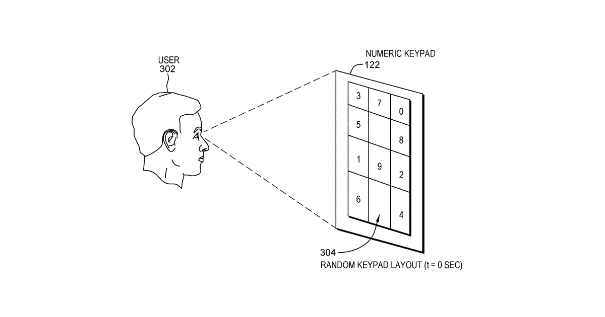 Patent drawing for Numeric keypad encryption for augmented reality devices